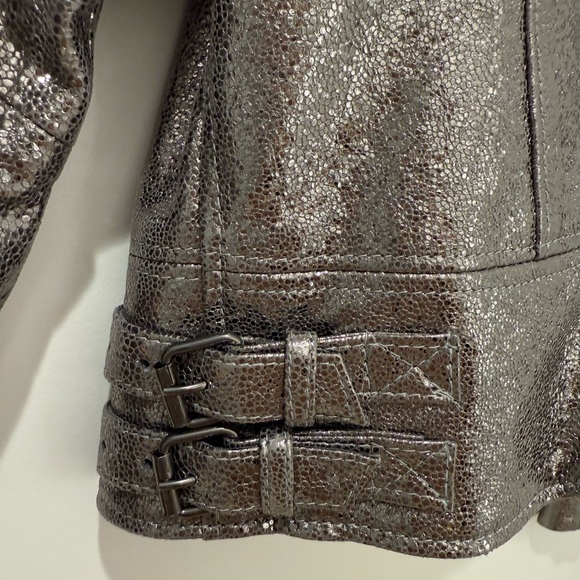 Nour Hammour Daphne Metallic Leather Moto Jacket - Picture 6 of 8